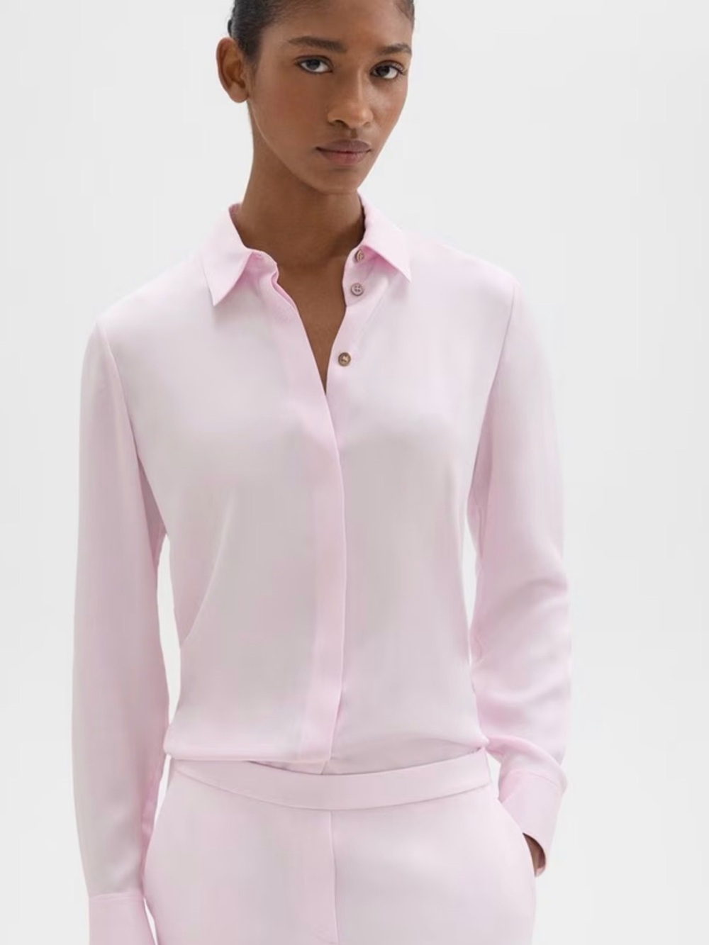 Theory Fitted Shirt in Silk Georgette XL